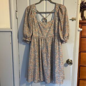 Altar'd State Blue Floral Tie-Back Dress